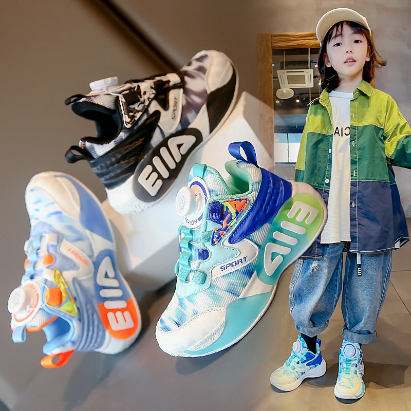 Children's Sneakers Rotary Buckle Flat Non-slip Boys Girls Casual Shoes Four Seasons Models Students Kids Shoes sports shoes kids sneakers kids shoes kids sports shoes kids flats