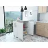 Kitchen Island Cart Victoria, Four Interior Shelves, Six Carters, One Drawer, Double Door Cabinet White / Light Oak 1
