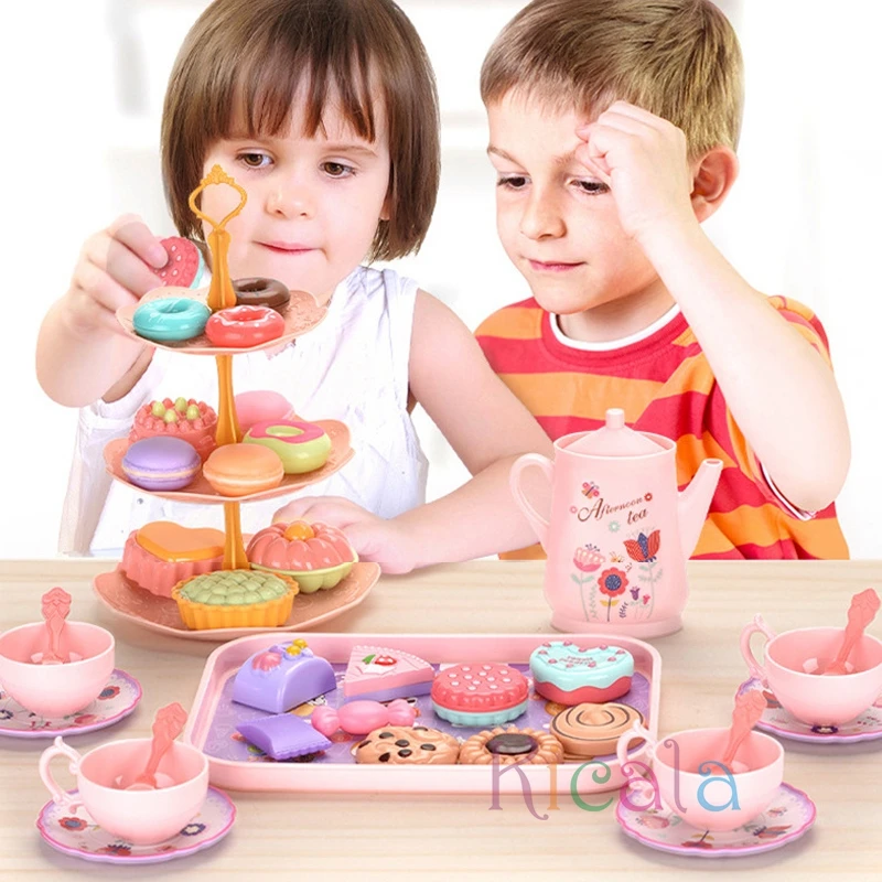 Meninas brinquedos diy fingir jogar brinquedo simulação chá comida