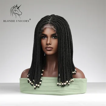 Blonde Unicorn Lace Hand Braid Wig for Black Women Black Braids Cornrow Synthetic Lace Front Wig