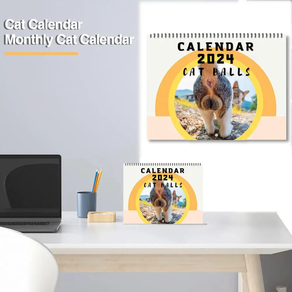 

2024 Cats Buttholes Calendar Adorable Cat Figures with Empty Space Planner Making Creative Monthly Cat Calendar