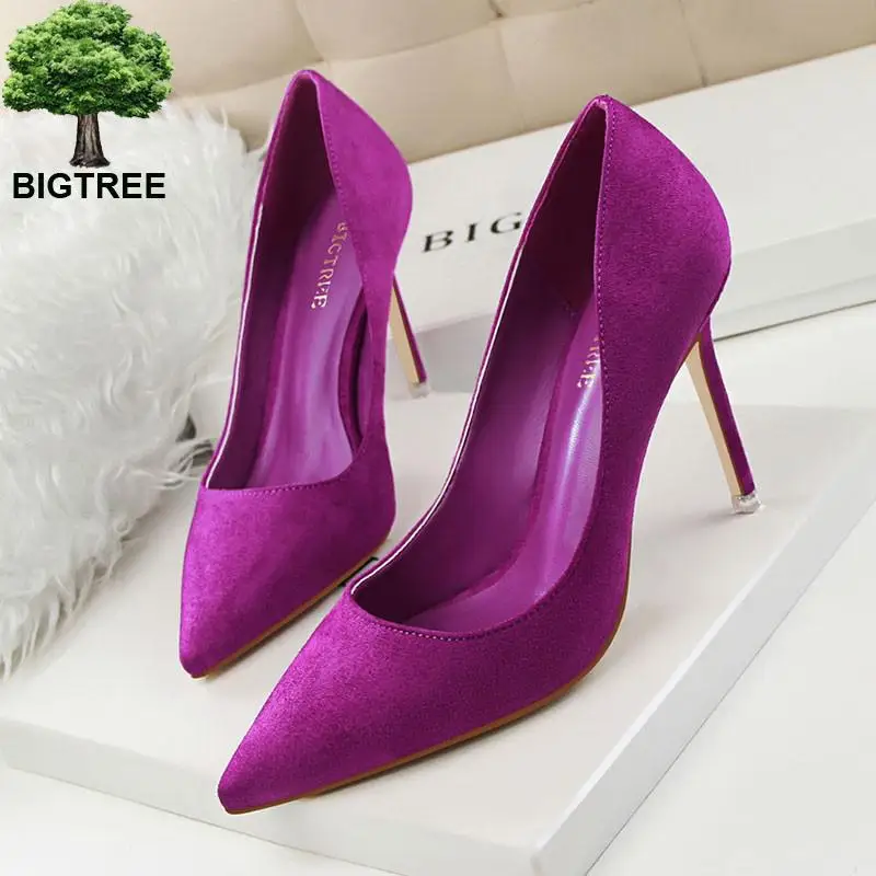 

BIGTREE Shoes Woman Pumps Suede Women Shoes Pumps Stiletto High Heels Fashion Office Shoes Female Heeled Shoes Plus Size 42 43