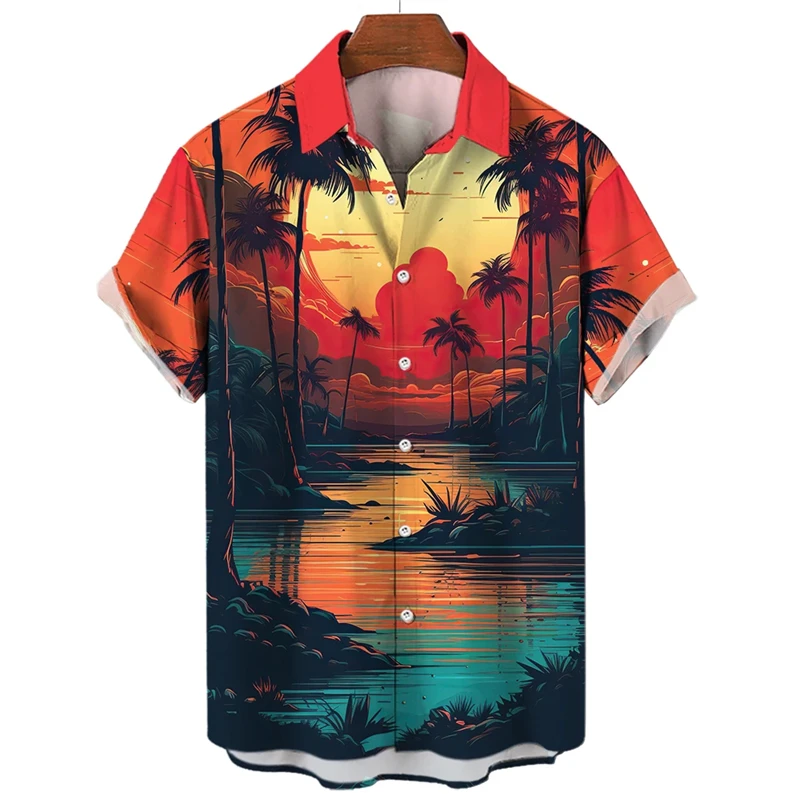 Summer Hawaiian Shirts For Men Beach Vacation Short-sleeved y2k Tops Casual Womens Blouse Fashion Camisas Streetwear Clothing