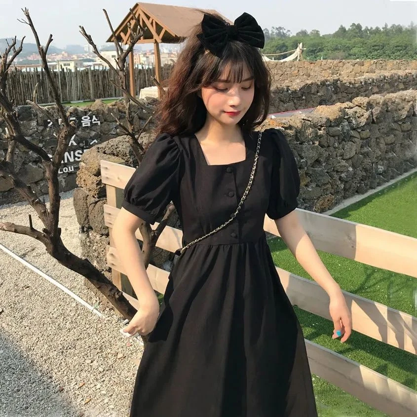 white dress Japanese academy summer sweet lovely dress suitable for outdoor outing dress girlfriend Harajuku retro Princess Dress womens clothes