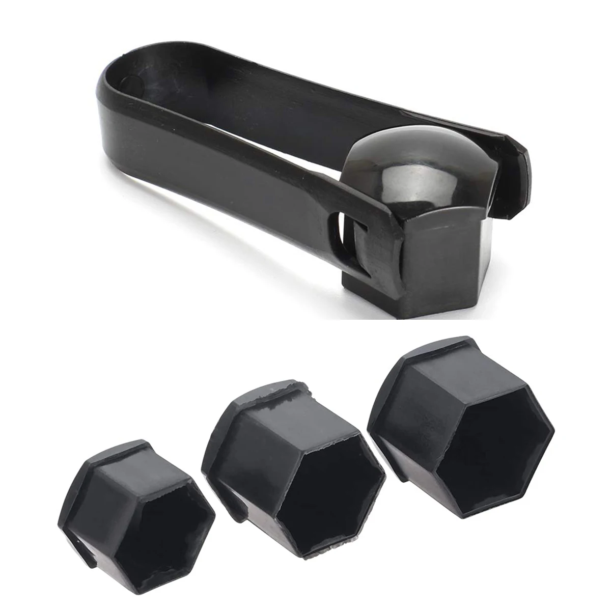 Set of 20 Black Hexagon Anti-Rust Wheel Lug Nut Covers – Durable Dust Protection