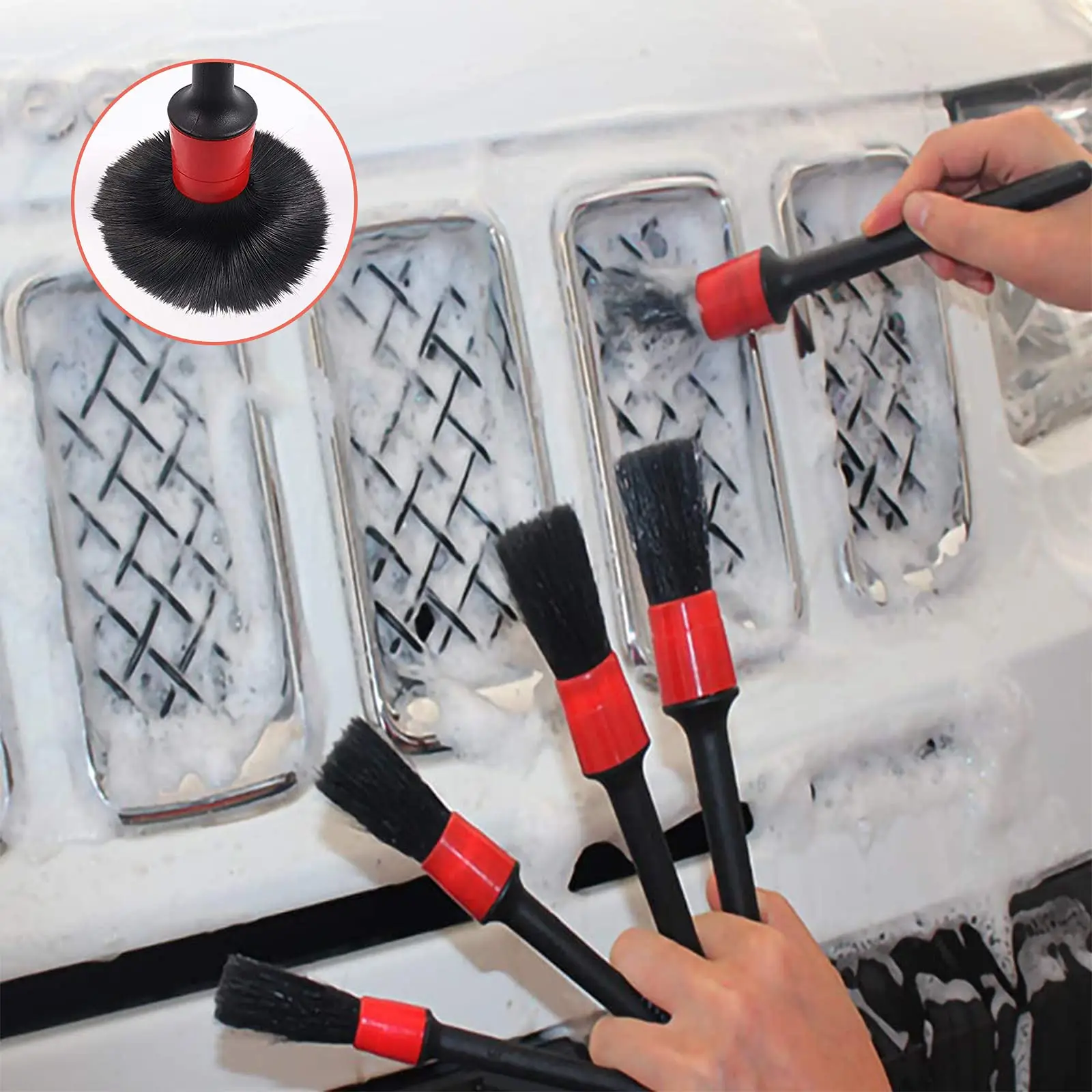 5pcs Detailing Brush Set Car Brushes Car Detailing Brush For Rim Cleaning Dashboard Air Outlet Wheel