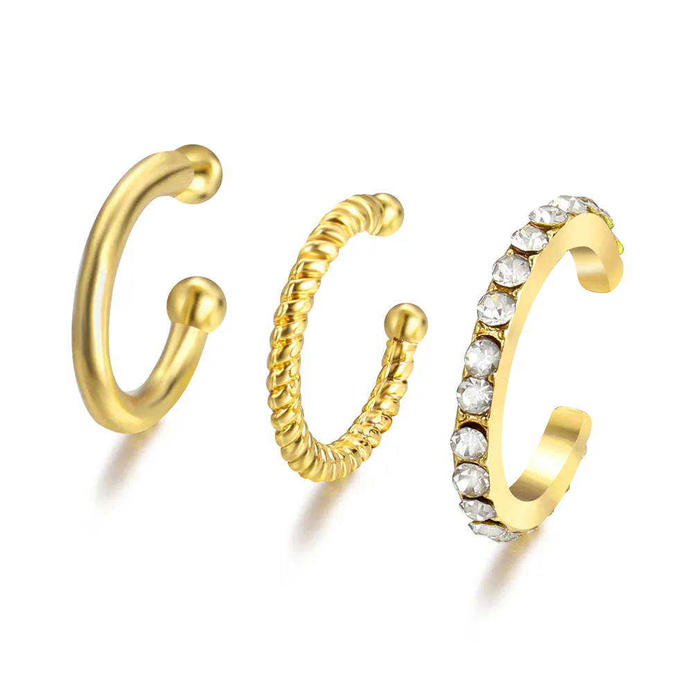 Crystal Clip Earrings for Women Girls Minimalist Metal Mirco Pave Rhinestone Fake Piercing Ear Jewelry