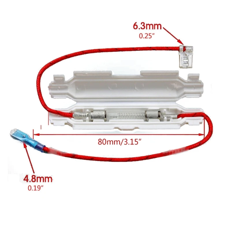 Microwave Oven High Voltage Fuse 0.8A 5KV For Microwave Oven Replacement Parts White Length 98mm/3.8inch