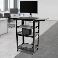 3 Tiers Computerized Mobile Cart Rolling Cart, Cart with Wheels, Heavy Duty Rolling Work Station 2