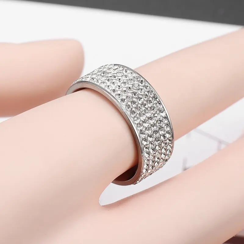 Hip Hop Iced Out Cz Bling Ring Gold/silver Color Stainless Steel Wedding Engagement Rings for Women Men Jewelry wedding rings silver ring womens ring couple rings cubic zircon ring finger rings jewelry rings ring jewelry