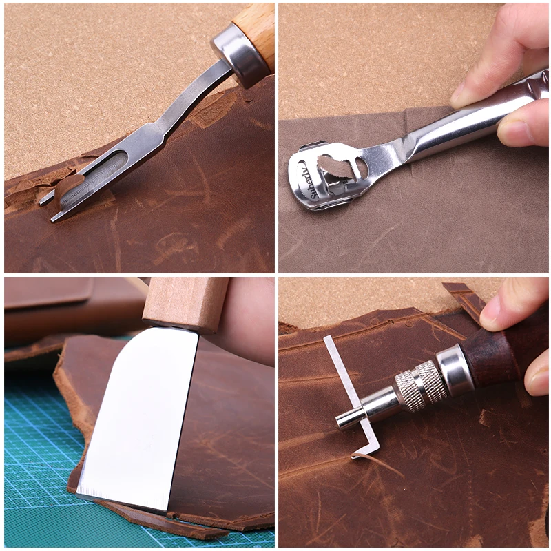 Leather Craft Tool Kit Leather Hand Sewing Repair Kit Stitching Punch Carving Work Groover Set DIY Tool Set Professional
