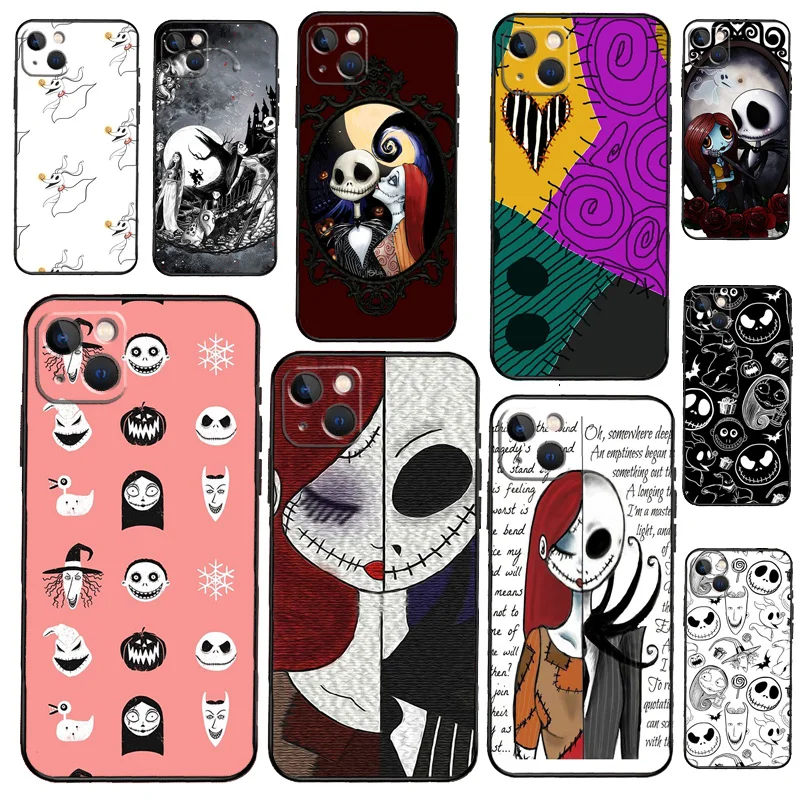 Gothic Romance Halloween Phone Case featuring Jack and Sally Design