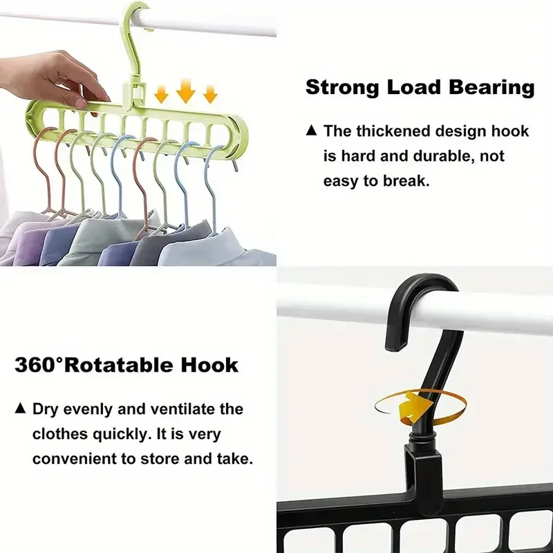 1pc - Nine hole multifunctional magic folding clothes hanger, convenient storage and space saving storage cabinet