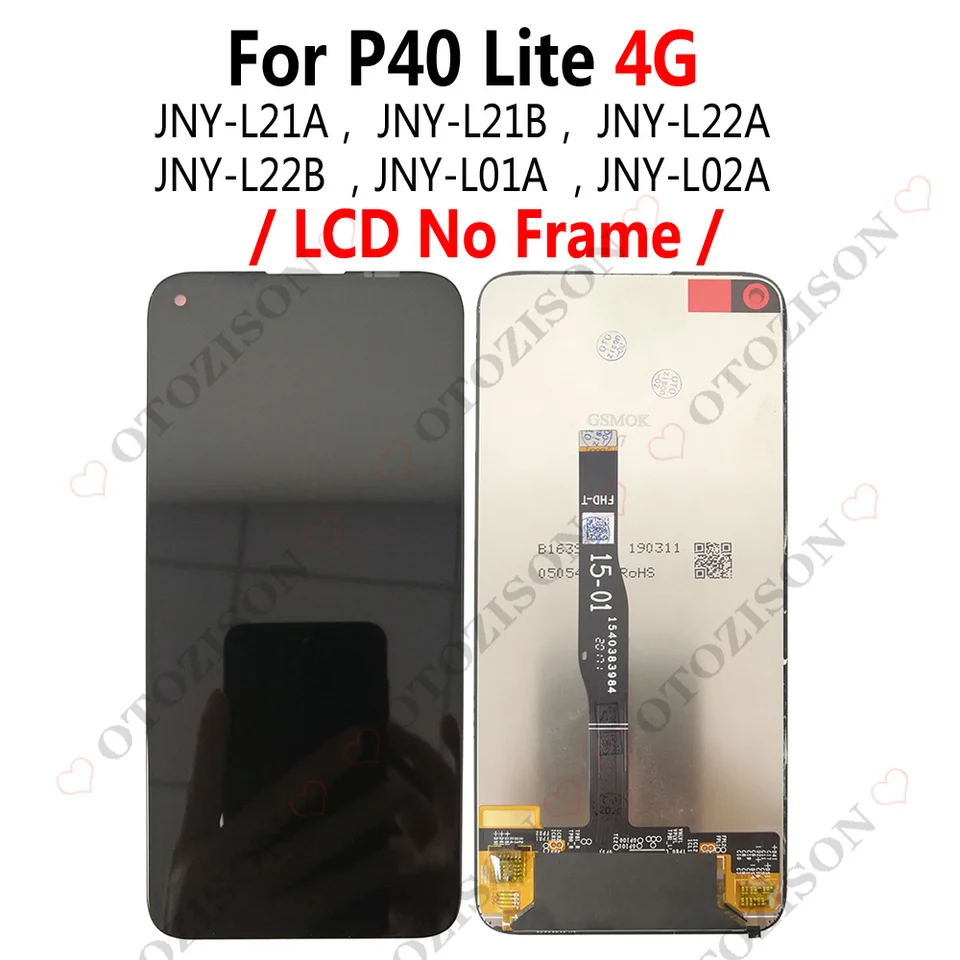 Huawei P30 Lite New Edition Display Für Original Huawei P40 Lite JNY-L21A JNY-LX1 LCD Display Touch Komplett Kleber LCD Für JNY-L21A JNY-L22B