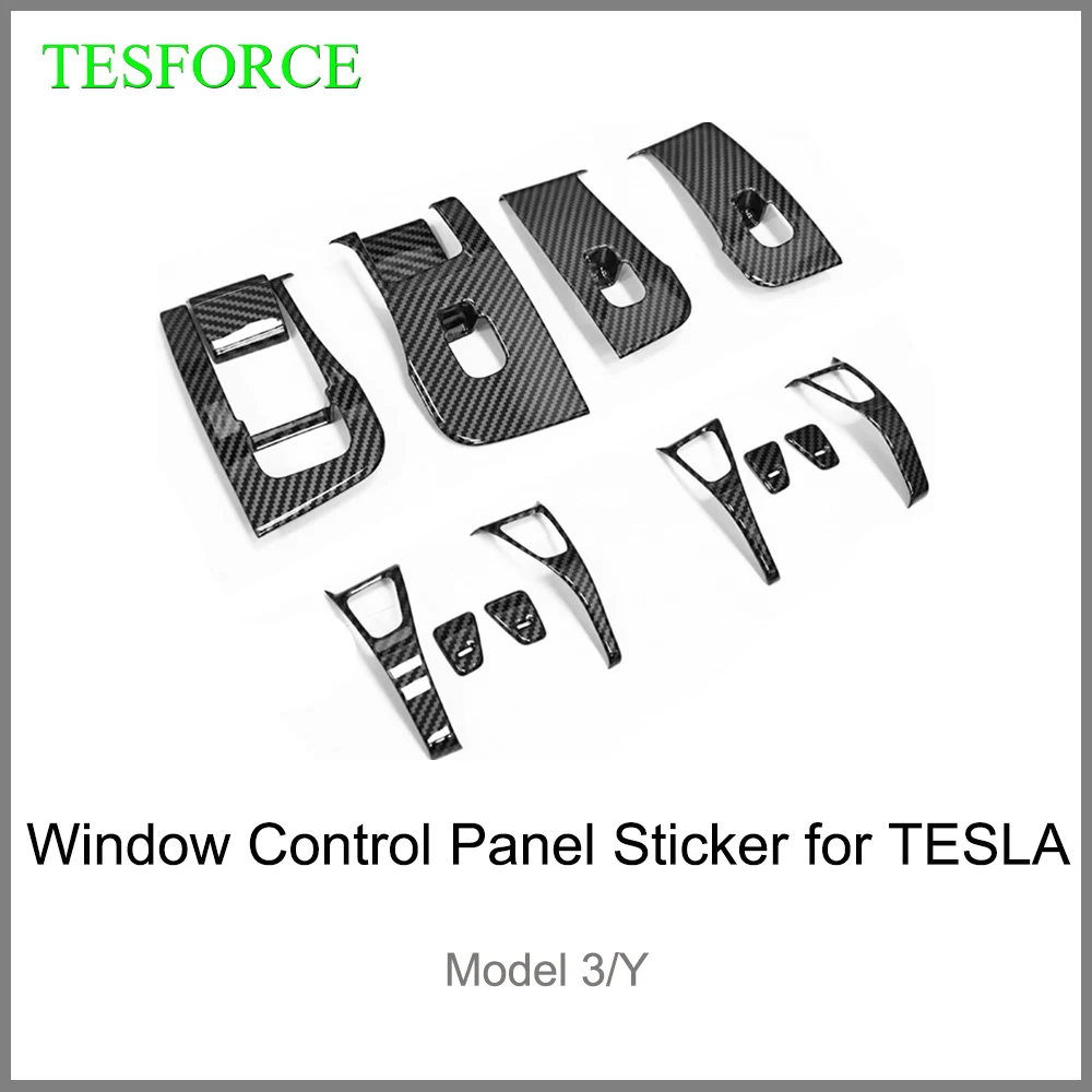 

14PCS Window Control Panel Sticker Button Decor ABS Sticker Door Switch Trim Frame Cover for Tesla Model 3 Model Y 2021 2022