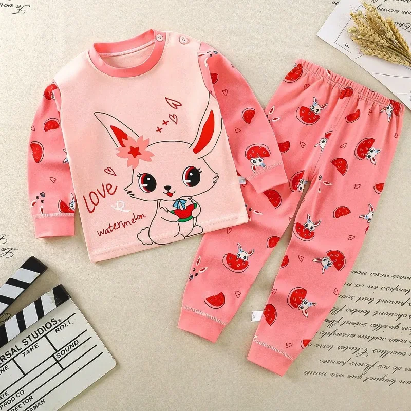 Kids Boys Girls Pajama Sets Cartoon Long Sleeve T-Shirt Tops with Pants Toddler Baby Spring Autumn Sleeping Clothes children clothes