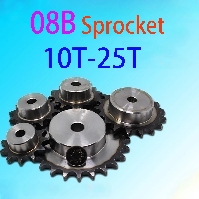 탄소강 원형 구멍 드라이브 스프로킷, 산업용 스프로킷, 피치 12.7mm, 08B 캠, 10, 11, 12, 13/14-25 톱니, 1 개