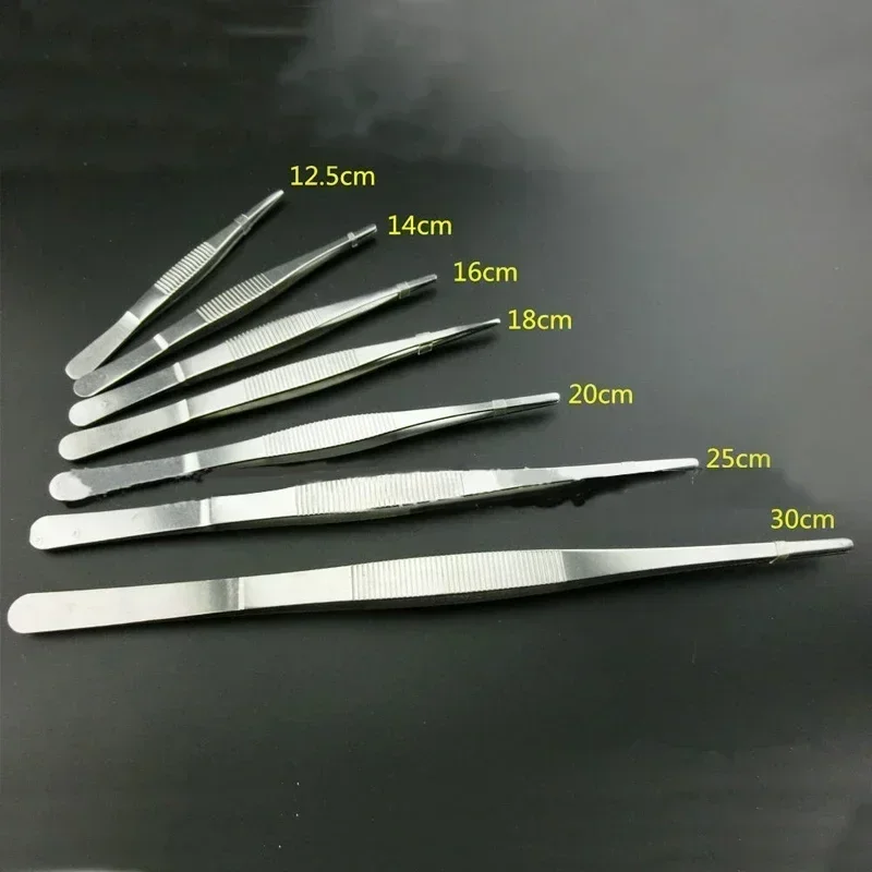 Precision Tweezers 12.5/14/16/18 Cm Stainless Steel Precision Tweezers with Curved Pointed Serrated Tip Repair Hand Tools Industrial Tweezers