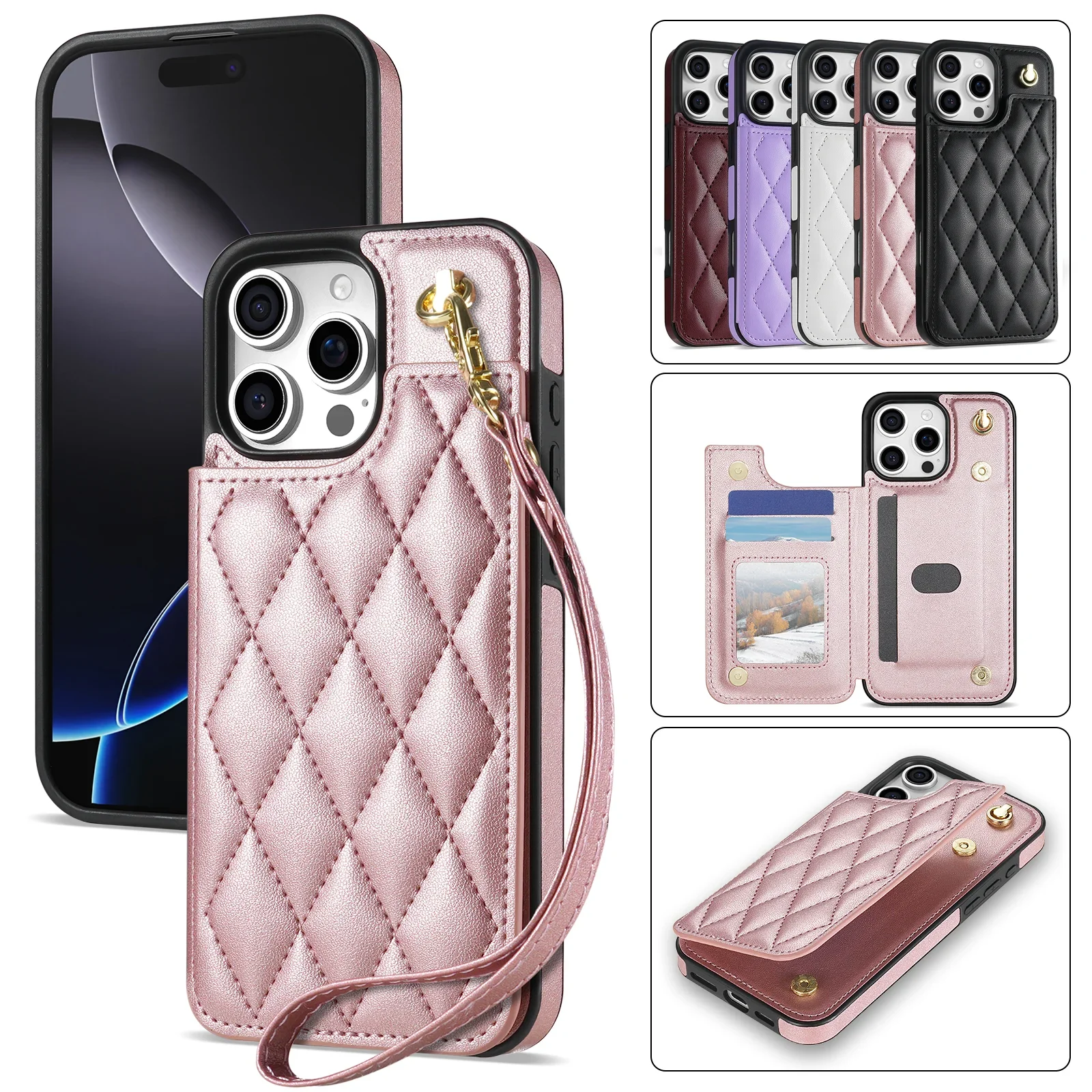 Premium PU Leather Flip Phone Case with Card Wallet Holder