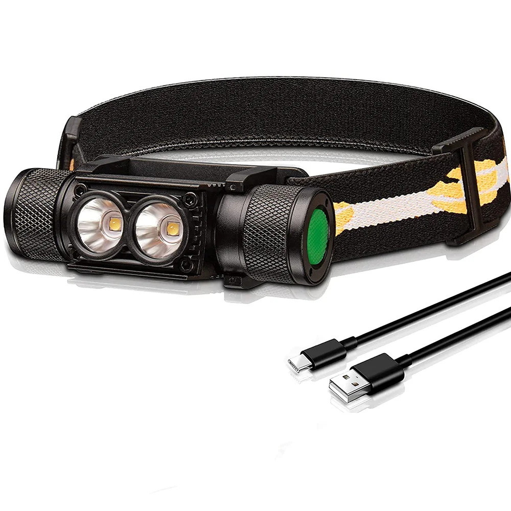 H25L USB Rechargeable Headlamp 18650 Head Light Dual LH351D 1200LM 90CRI 5000K,head flashlight,cob headlamp