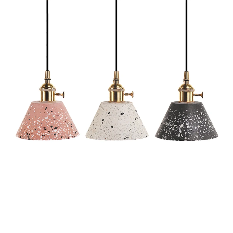 

Nordic Modern Simple Black White Pink E27 Terrazzo Copper Droplight Living Room Bedroom Bedside Bar Coffee Shop Led Pendent Lamp