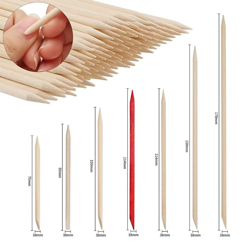 100Pcs Cuticle Pusher Remover Orange Wood Nail Sticks Double Sided Rhinestones Dotting Tools Nail Art Manicure Pedicure Care nail care kit,manicure tools,manicure pedicure kit,manicure set,nail art pusher,nail manicure tools,manicure pedicure tools,cuticle pusher,nail manicure sticks