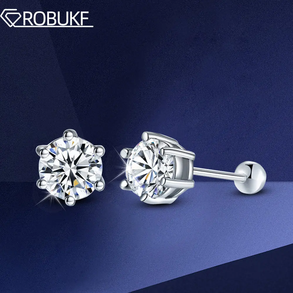 3Ct Round-Cut Lab-Created Diamond Stud Earrings 14K White Gold Finish 