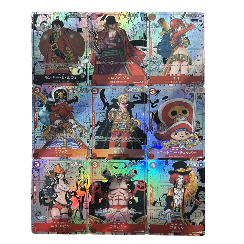 

9Pcs/set OPCG One Piece Battle Game Color Flash Card Luffy Zoro Sanji Limited Edition Anime Peripheral Collectible Card Gift