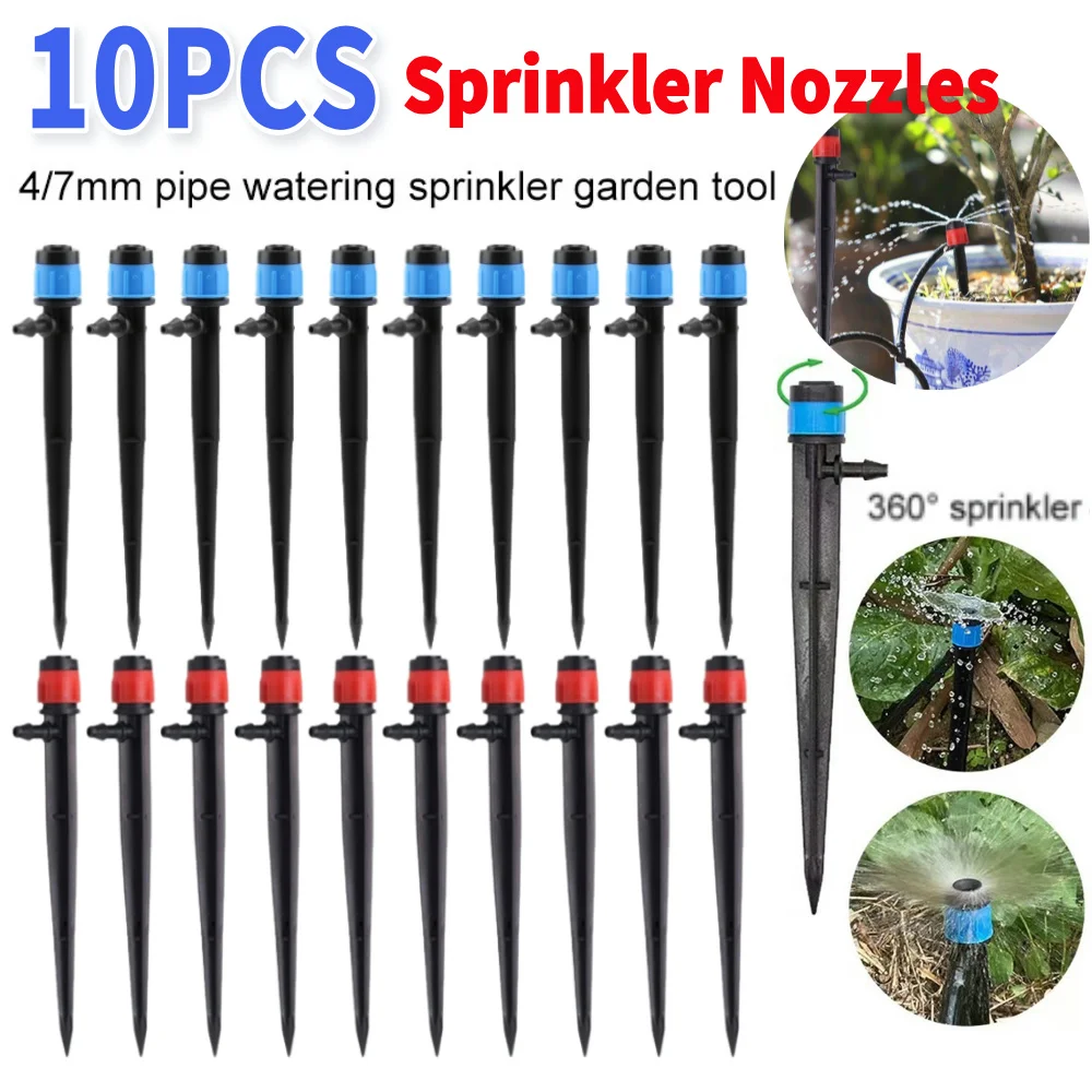 10PCS Irrigation Sprinklers 360 Adjustable Scattering Sprinkler Watering Dripper Spray Dripper Garden Plants Watering Nozzle