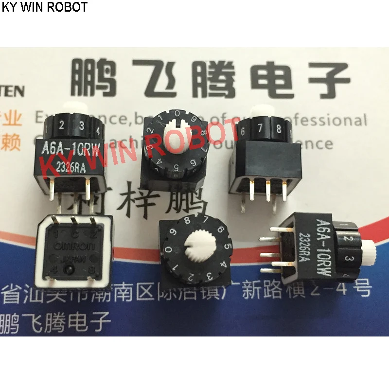 

1PCS Japan A6A-10RW 0-9/10 bit rotary encoding switch digital 10 gear position 3: 2 pin position straight into 5 feet