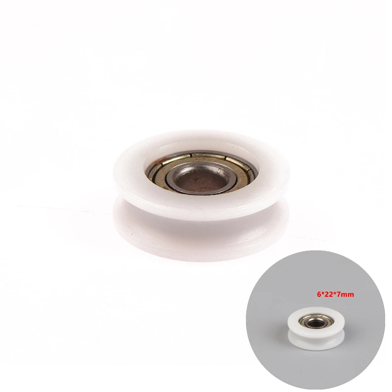 

6*22*7 U Groove Bearing Pulley Nylon Pad Injection Molding Material Moving Door And Window Pulley With Carbon Steel Bearing