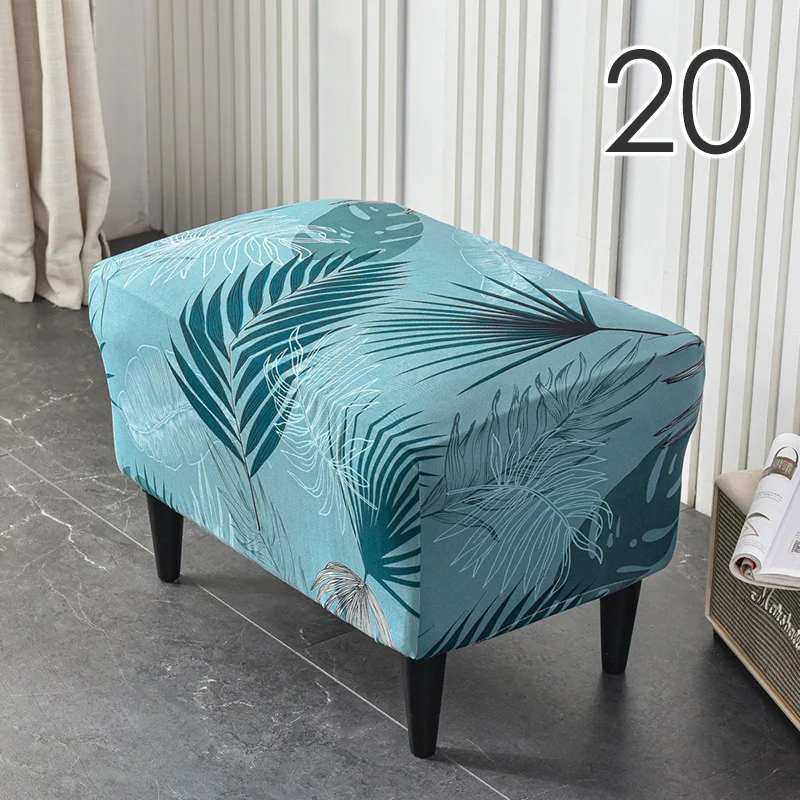 Ottoman Stool Covers Spandex Rectangle Stretch Stool Cover All-inclusive Footstool Sofa Footrest Slipcover Furniture Protector 4