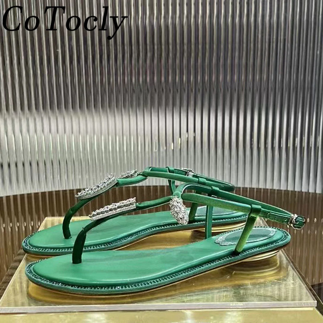 

Summer Sandals Woman Flip Flop Holiday Casual Sandals Luxury Crystal Ankle Buckle Strap Party Shoes Comfort Flat Sandalias Women