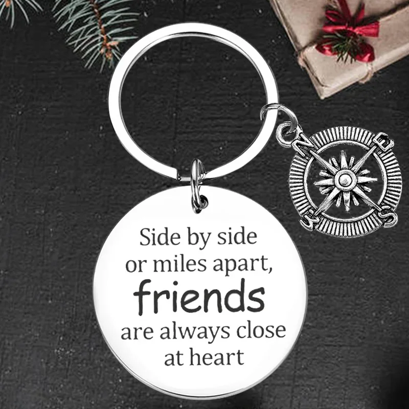 

Cute Friends Are Always Close at Heart Keychain Pendant Long Distance Friendship Gifts Key Chains Best Friends gift