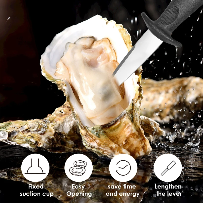 Outils d'écaillage d'huîtres en acier inoxydable avec manche en bois  antidérapant, gaine en cuir et gants de degré, outils de fruits de mer,  gadgets - AliExpress