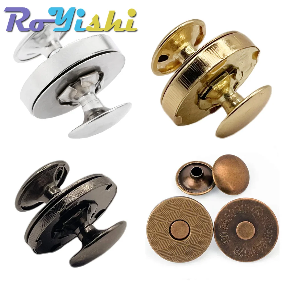 10 juegos de cierres magnéticos de doble remache de Metal, botones, bolsa de sujeción, hebilla de prensa, monederos, bolso, ropa DIY, 14/18mm