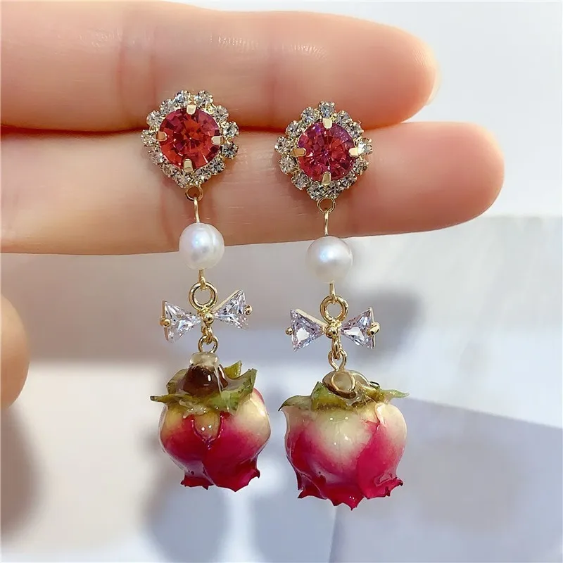 Red Rose Epoxy Resin Earrings Image 2