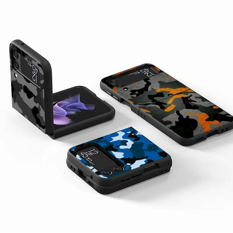 Custodia Per Telefono Per Samsung Galaxy Zflip3 Zflip Z Flip 4 Z Flip 3 5G Flip4 Zflip5 Flip3 Back Black Camouflage Camo Military
