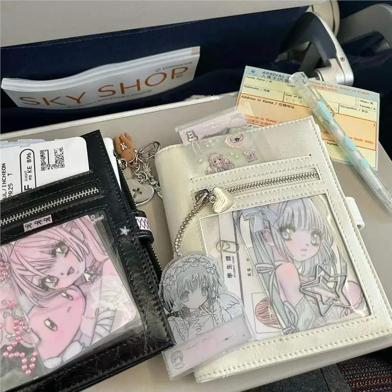 תיק כרטיסים למחזיק דרכון בסגנון INS קשר פרפר כסוף אסתטי גבוה שחור נסיעות תיק אחסון מסמכים אוניברסלי