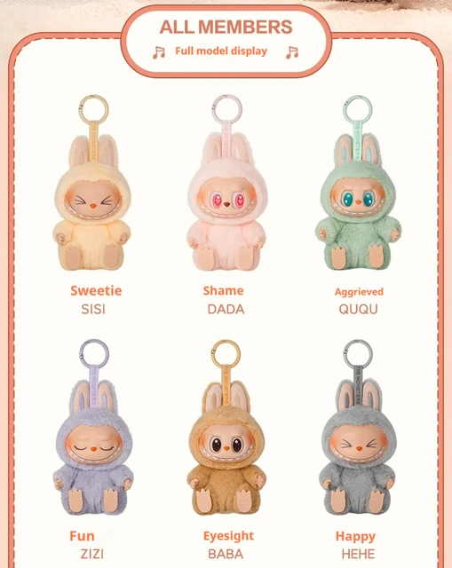 Labubu-第2世代キーホルダー,ビニールぬいぐるみペンダント