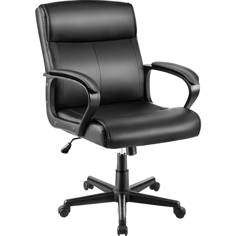 Ergonomic Desk Mid-Back Office Computer Armrest and Lumbar Support Height Adjustable Swivel Task Executive Rolling Chair