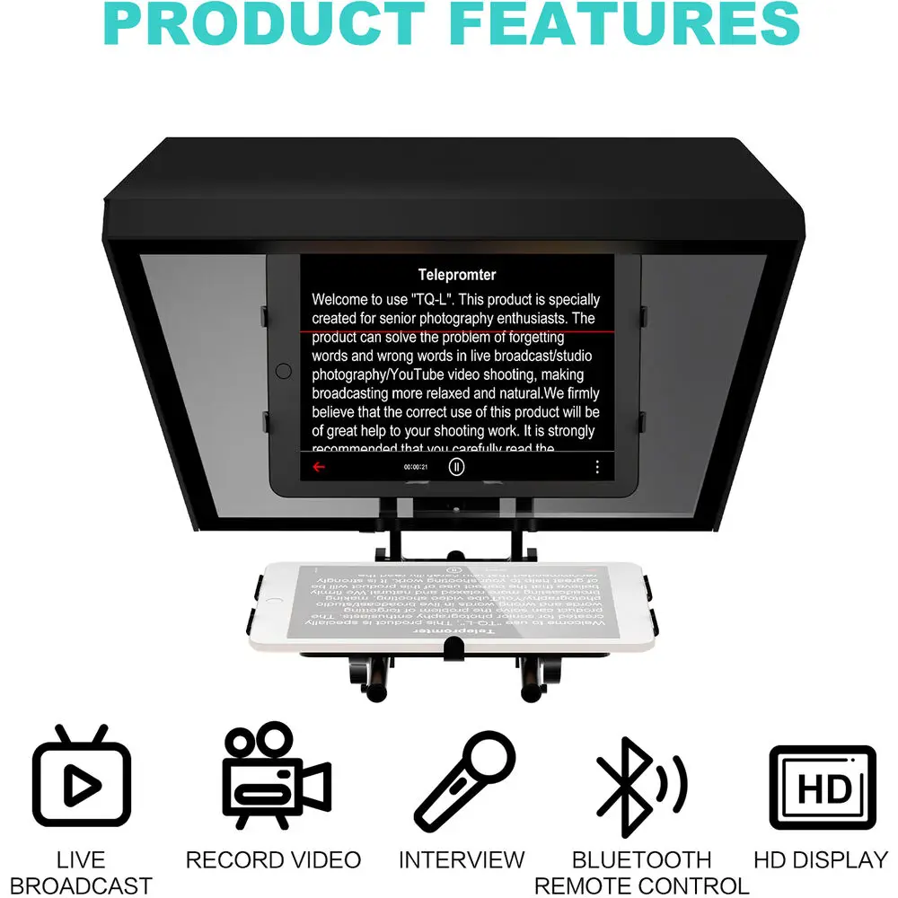 GVM TQ-L Teleprompter for Tablets and Smartphones with Bluetooth Remote and App