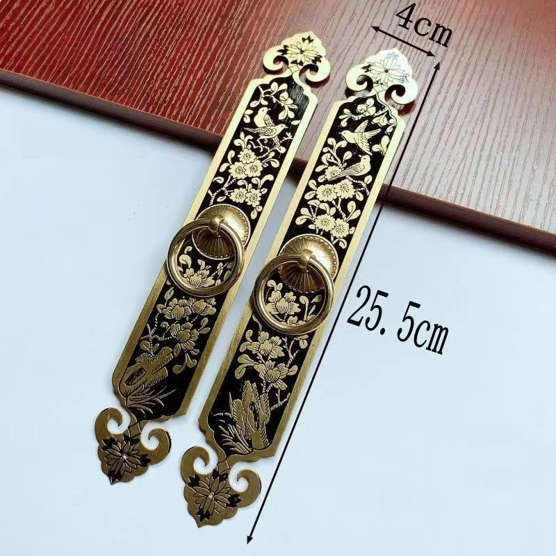 ทองเหลืองโบราณตู้จับแกะสลักดอกไม้ลิ้นชักดึง Vintage Dresser Knobs สําหรับเฟอร์นิเจอร์ฟื้นฟูและ Farmhouse Decor 1