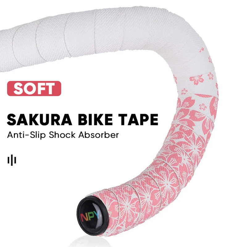 Road Bike Handlebar Tape Strap Gravel Handles Cover Sakura Pattern Shock Absorber Soft Grip Tape