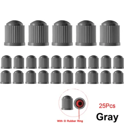 Durable Black Dome - Shaped Tire Valve Caps with O - Ring Seal - Universal Fit (Gray - 25Pcs)