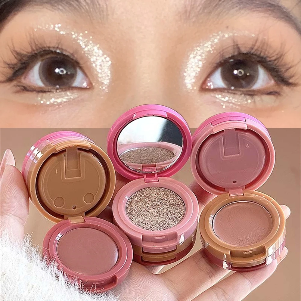 3 In 1 Matte Highlighter Eyeshadow Palette Pearly Blush Shiny Contouring Multifunctional Nature Lasting Face Makeup Palette eye shadow plate makeup highlighter