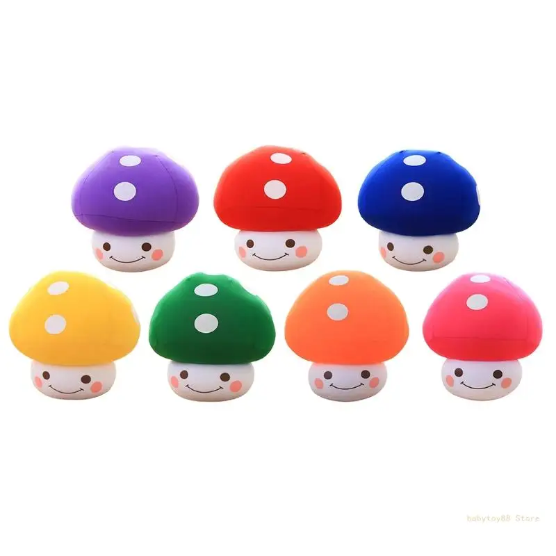 

Y4UD 14’’ Cartoon Mushroom Mini Stuffed Plant Room Tabletop Decor Soft Interactive Toy for Baby Emotion Smooth Nursery Supply