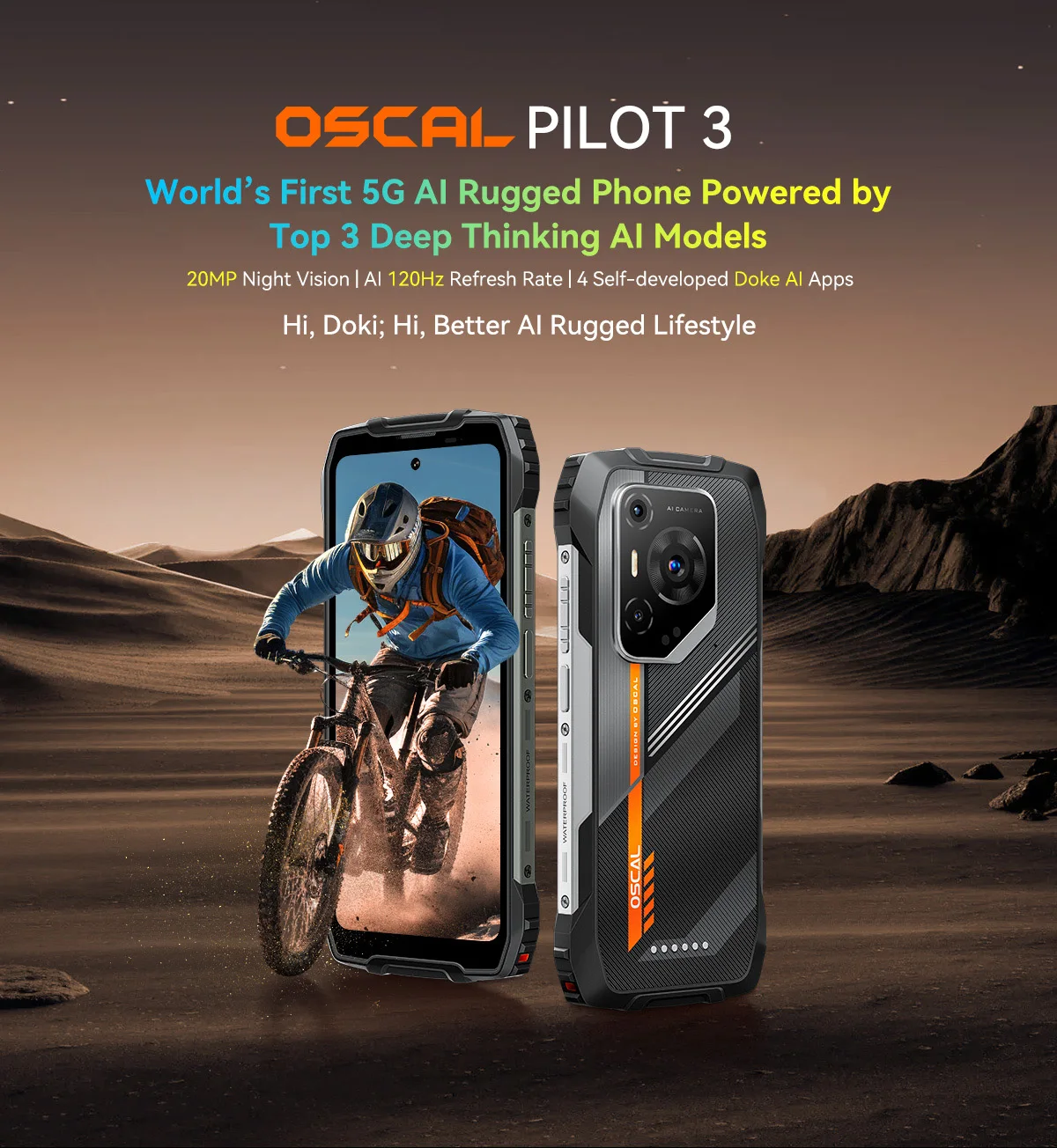 OSCAL PILOT 3 Rugged Smartphone [No EU Charger] 36GB (12+24) + 256GB Android 15 6.78" 7500mAh 50MP+32MP+20MP 120Hz 33W  NFC