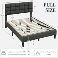 Upholstered Bed Frame, Modern Full Size Bed Platform with Square Stitching and Button Tufted Headboard, Full Size 6