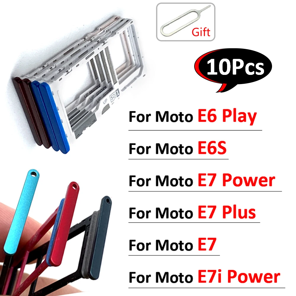 

10 шт., новый, протестированный для Moto E7 Power Plus E6 Play E6S E7i, слот для SIM-карты питания, лоток, держатель, адаптер, аксессуары, ремонт